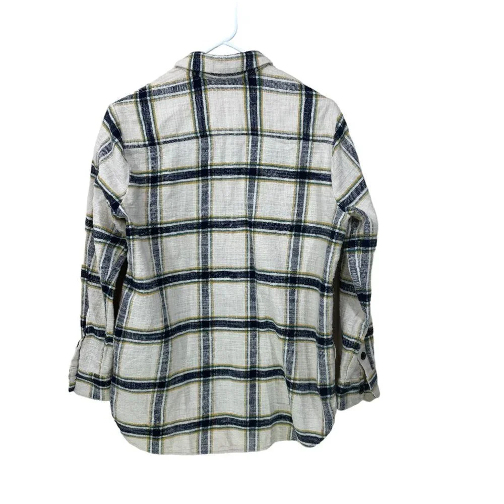Madewell‎ Size S Oversized Ex-Boyfriend Flannel Shirt Caney Plaid Pockets MA866
